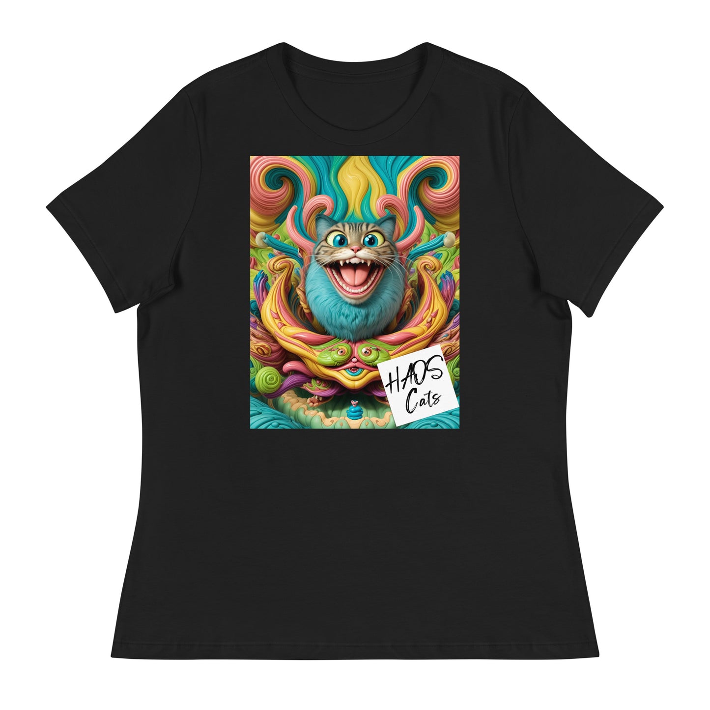 Women's Relaxed T-Shirt. Collection - HAOS Cats, Design - ANDRBEL STUDIO