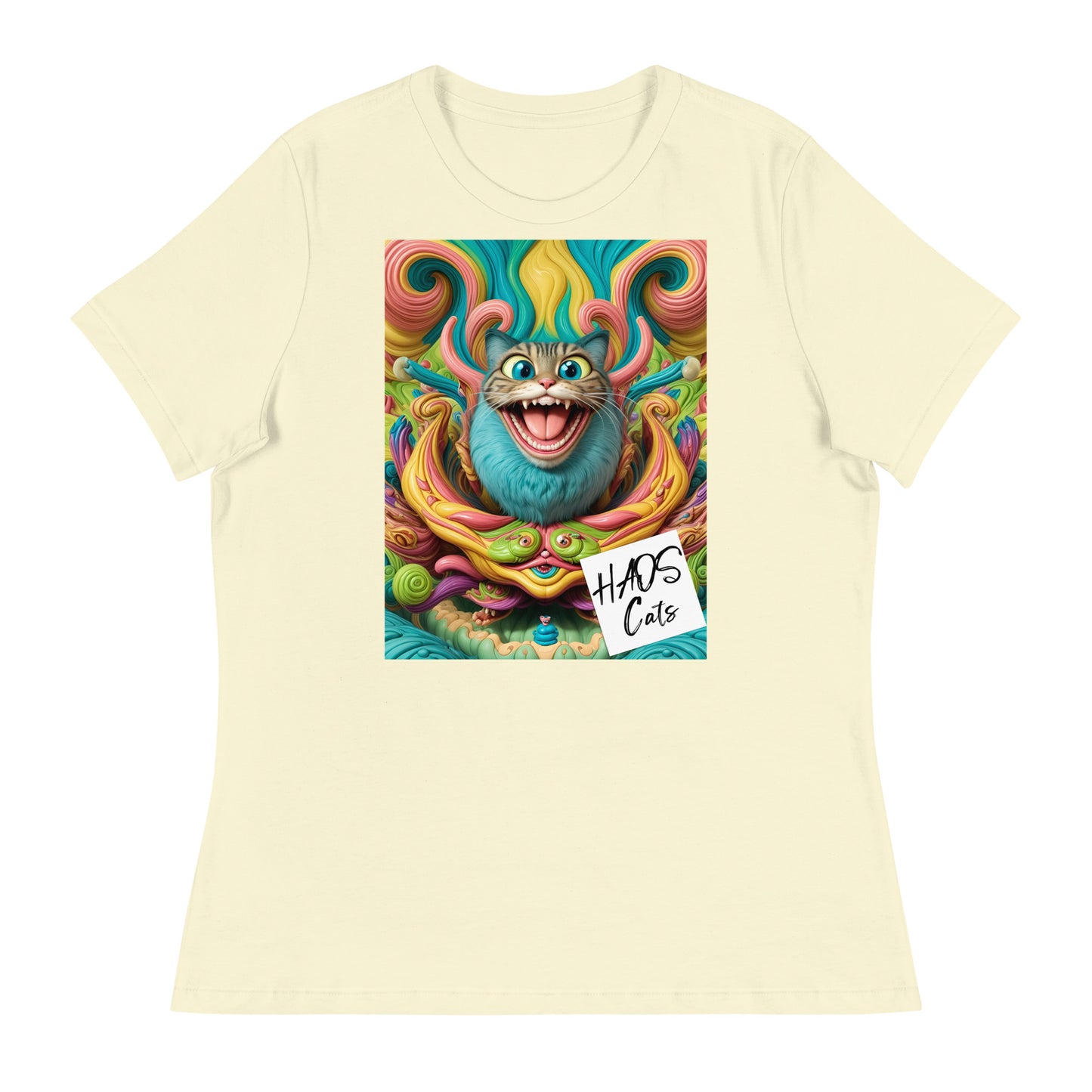 Women's Relaxed T-Shirt. Collection - HAOS Cats, Design - ANDRBEL STUDIO
