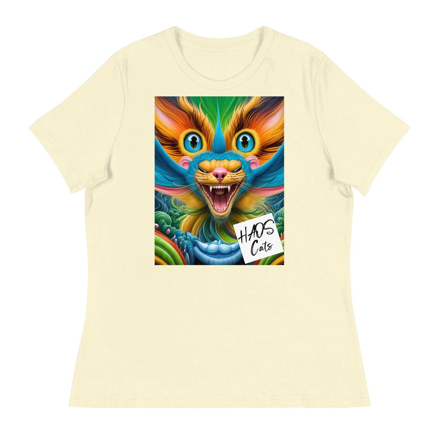 Women's Relaxed T-Shirt. Collection - HAOS Cats, Design - ANDRBEL STUDIO
