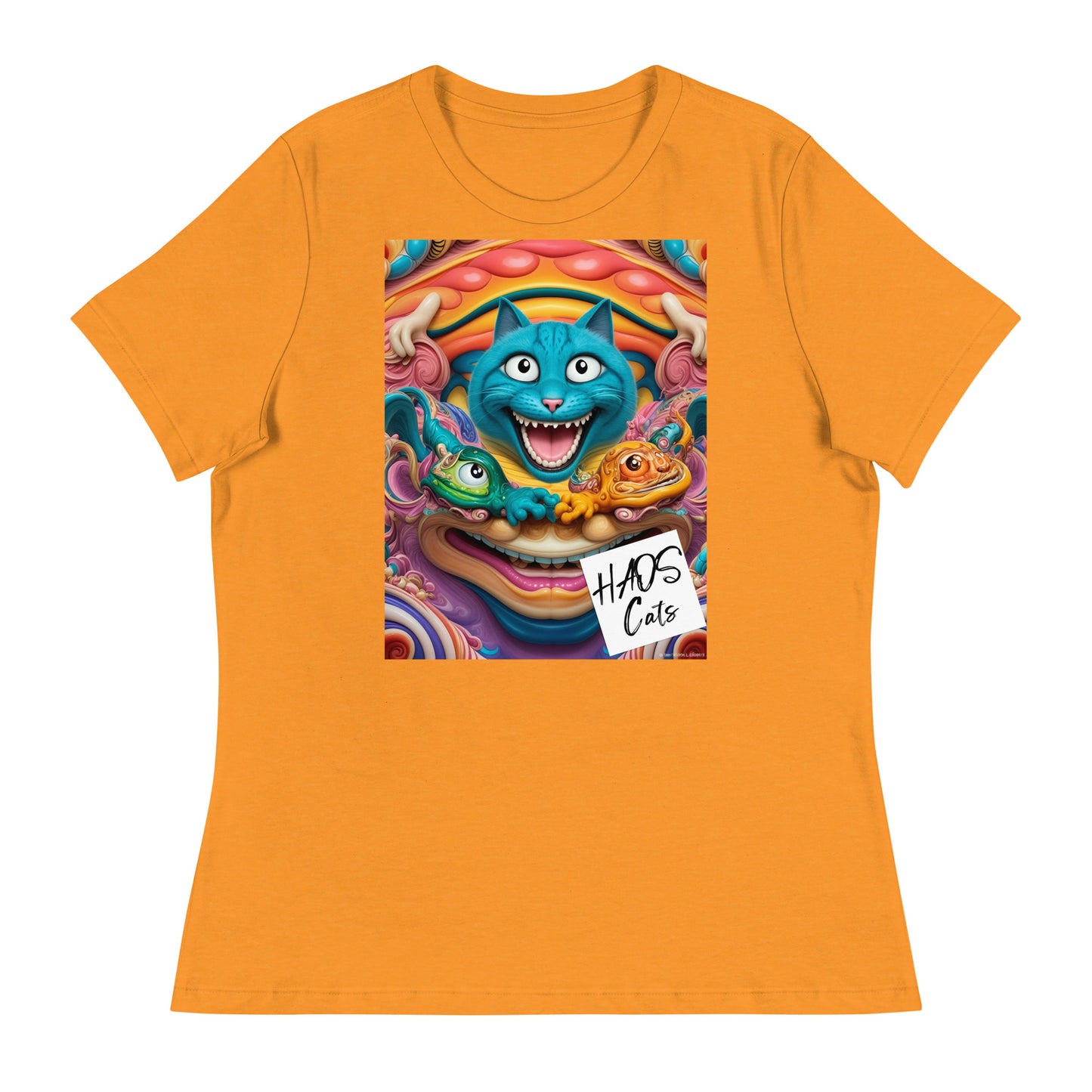 Women's Relaxed T-Shirt. Collection - HAOS Cats, Design - ANDRBEL STUDIO