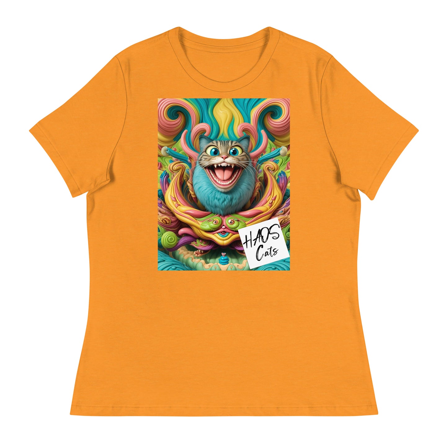 Women's Relaxed T-Shirt. Collection - HAOS Cats, Design - ANDRBEL STUDIO