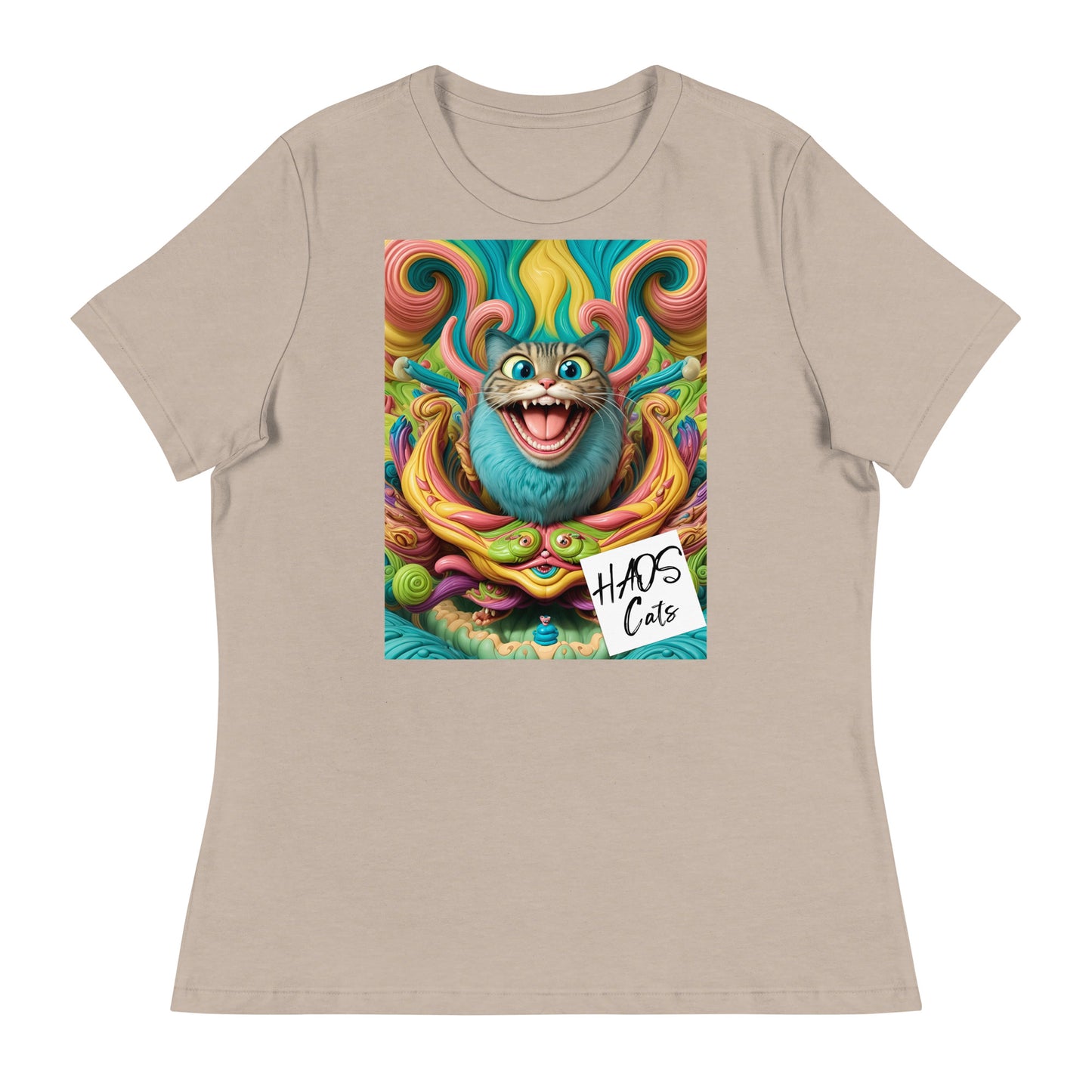 Women's Relaxed T-Shirt. Collection - HAOS Cats, Design - ANDRBEL STUDIO