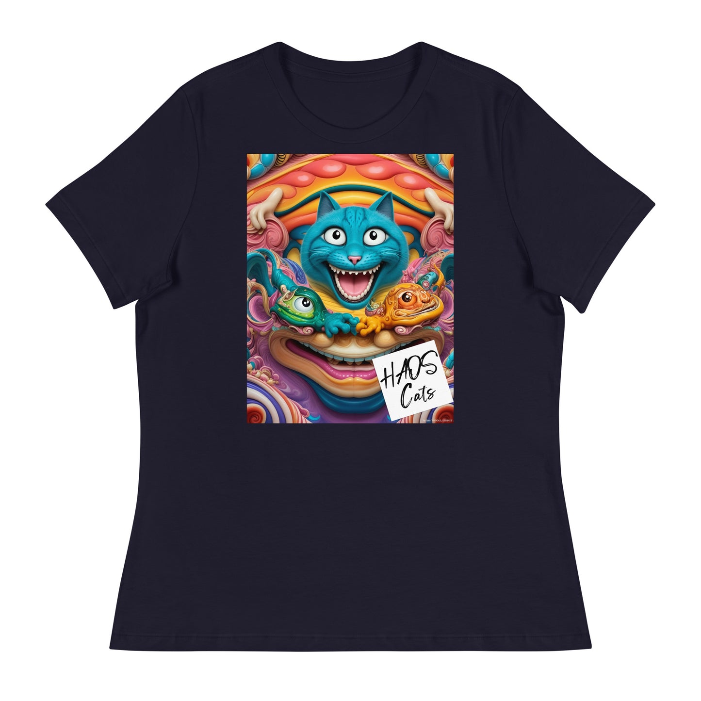 Women's Relaxed T-Shirt. Collection - HAOS Cats, Design - ANDRBEL STUDIO