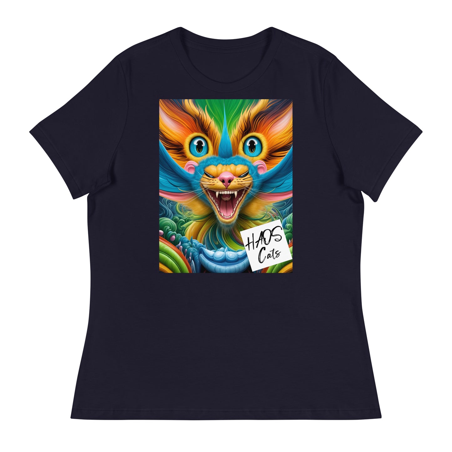 Women's Relaxed T-Shirt. Collection - HAOS Cats, Design - ANDRBEL STUDIO