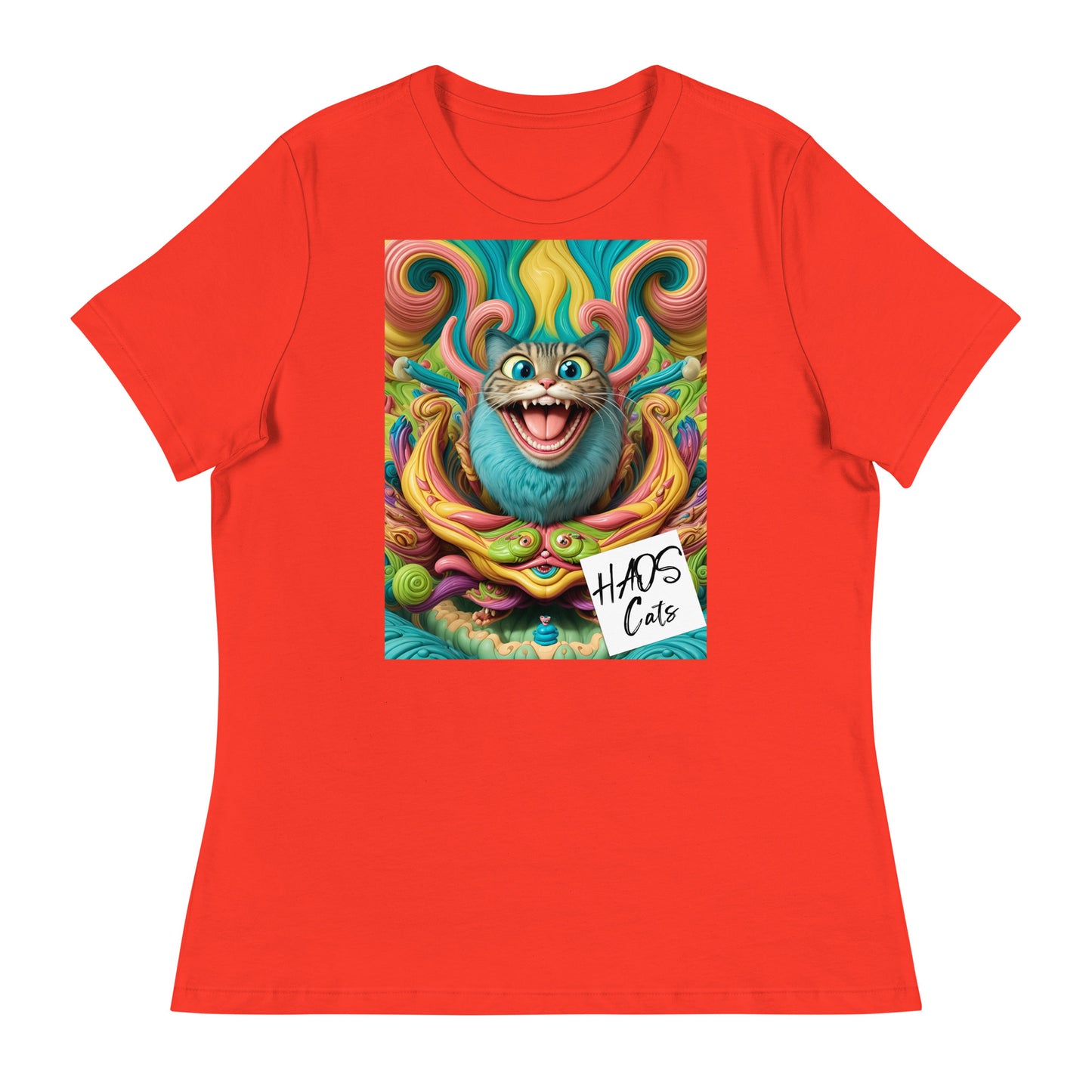 Women's Relaxed T-Shirt. Collection - HAOS Cats, Design - ANDRBEL STUDIO