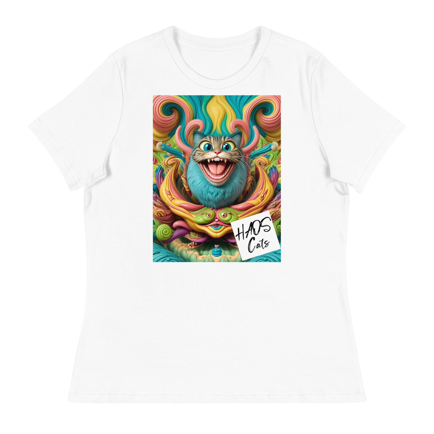 Women's Relaxed T-Shirt. Collection - HAOS Cats, Design - ANDRBEL STUDIO