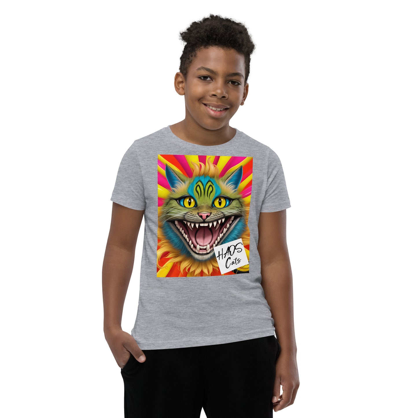 Youth Short Sleeve T-Shirt. Collection - HAOS Cats, Design - ANDRBEL STUDIO