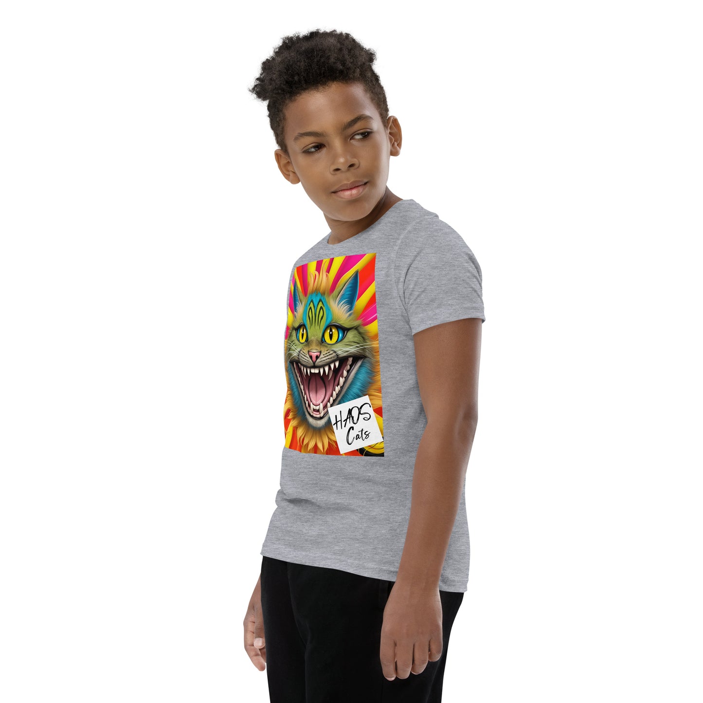 Youth Short Sleeve T-Shirt. Collection - HAOS Cats, Design - ANDRBEL STUDIO