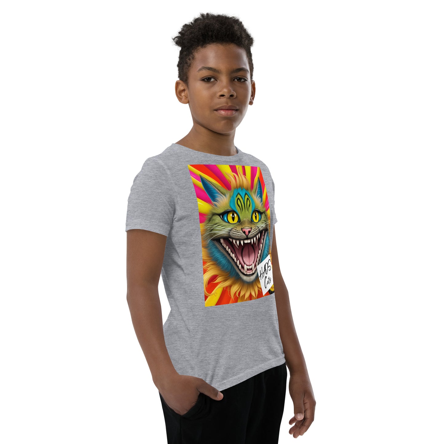 Youth Short Sleeve T-Shirt. Collection - HAOS Cats, Design - ANDRBEL STUDIO