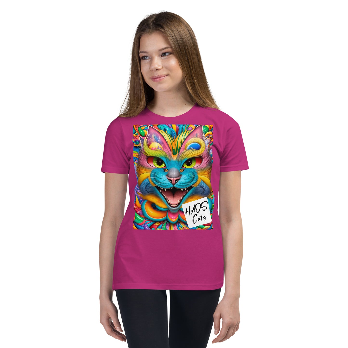 Youth Short Sleeve T-Shirt. Collection - HAOS Cats, Design - ANDRBEL STUDIO