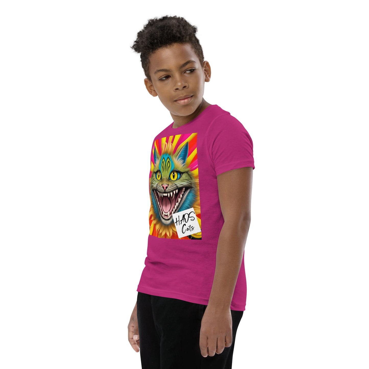 Youth Short Sleeve T-Shirt. Collection - HAOS Cats, Design - ANDRBEL STUDIO