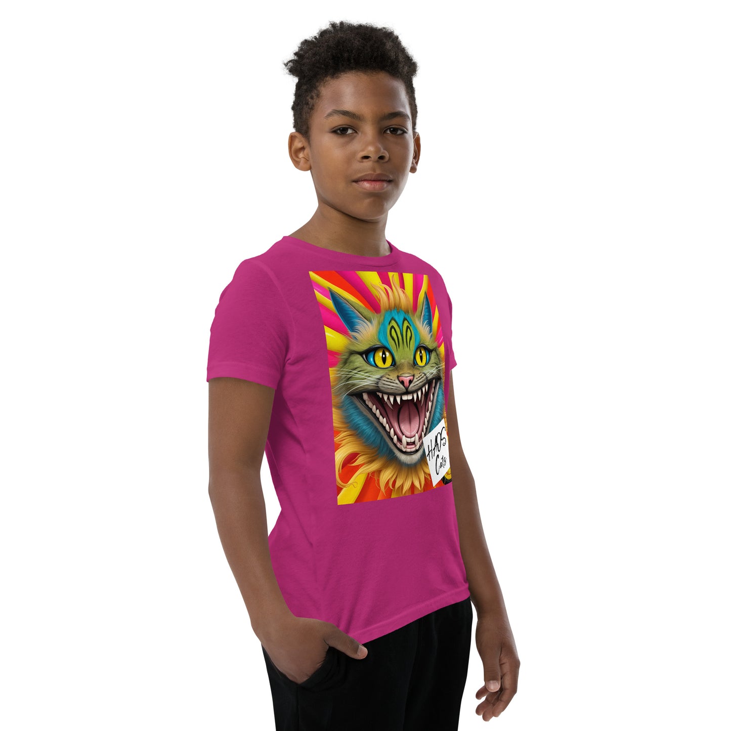 Youth Short Sleeve T-Shirt. Collection - HAOS Cats, Design - ANDRBEL STUDIO