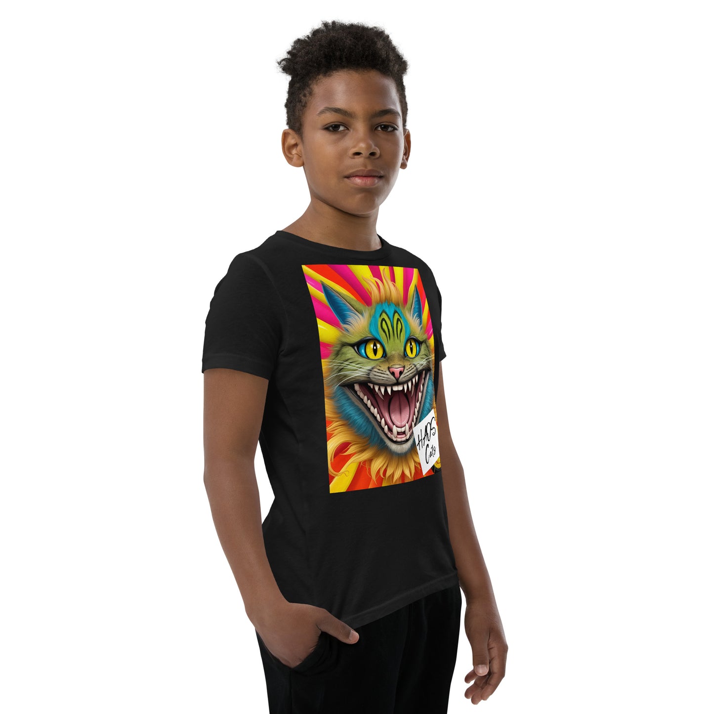 Youth Short Sleeve T-Shirt. Collection - HAOS Cats, Design - ANDRBEL STUDIO