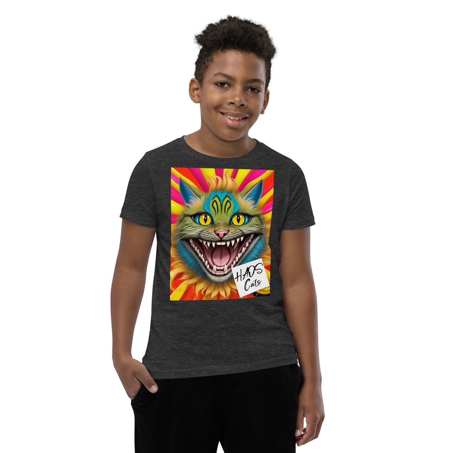 Youth Short Sleeve T-Shirt. Collection - HAOS Cats, Design - ANDRBEL STUDIO