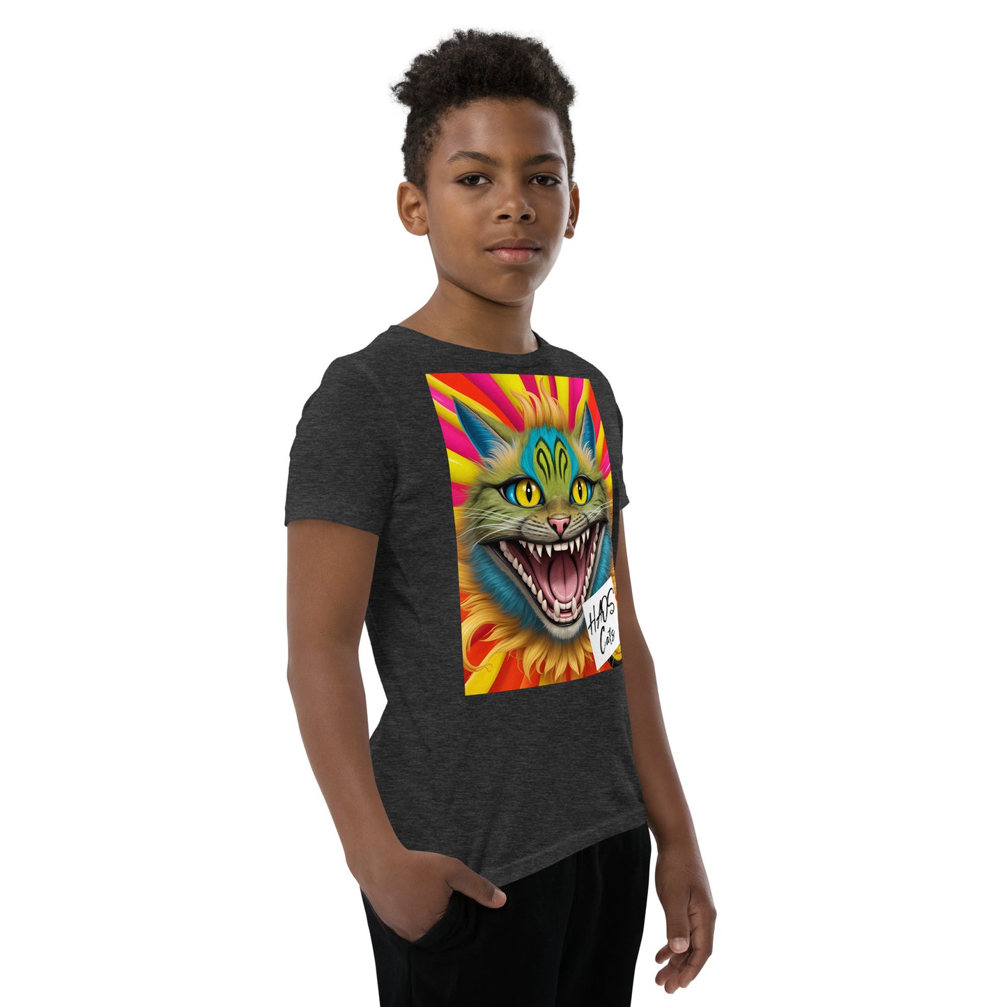 Youth Short Sleeve T-Shirt. Collection - HAOS Cats, Design - ANDRBEL STUDIO