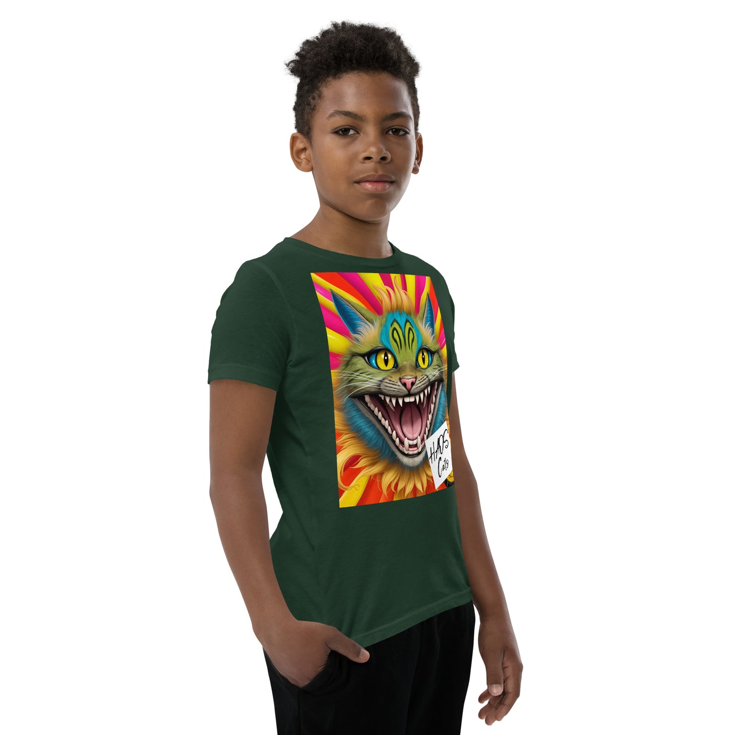 Youth Short Sleeve T-Shirt. Collection - HAOS Cats, Design - ANDRBEL STUDIO