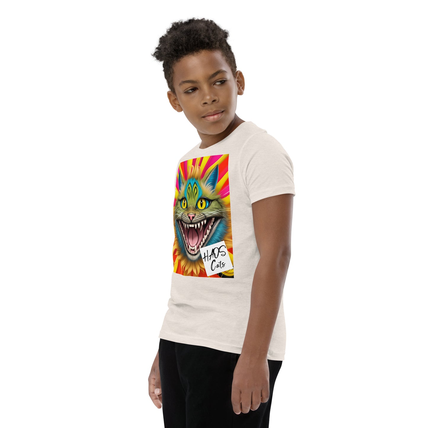 Youth Short Sleeve T-Shirt. Collection - HAOS Cats, Design - ANDRBEL STUDIO