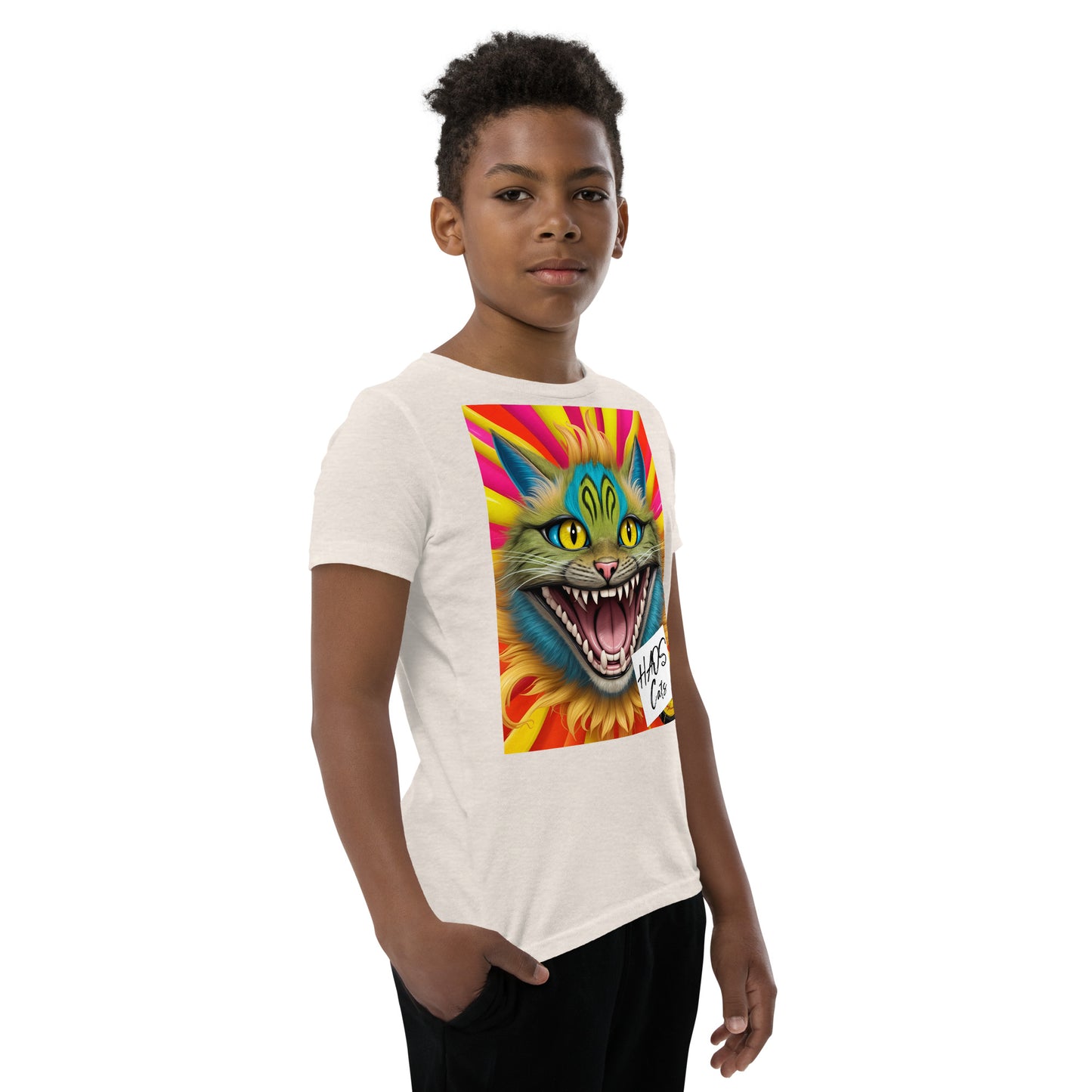 Youth Short Sleeve T-Shirt. Collection - HAOS Cats, Design - ANDRBEL STUDIO