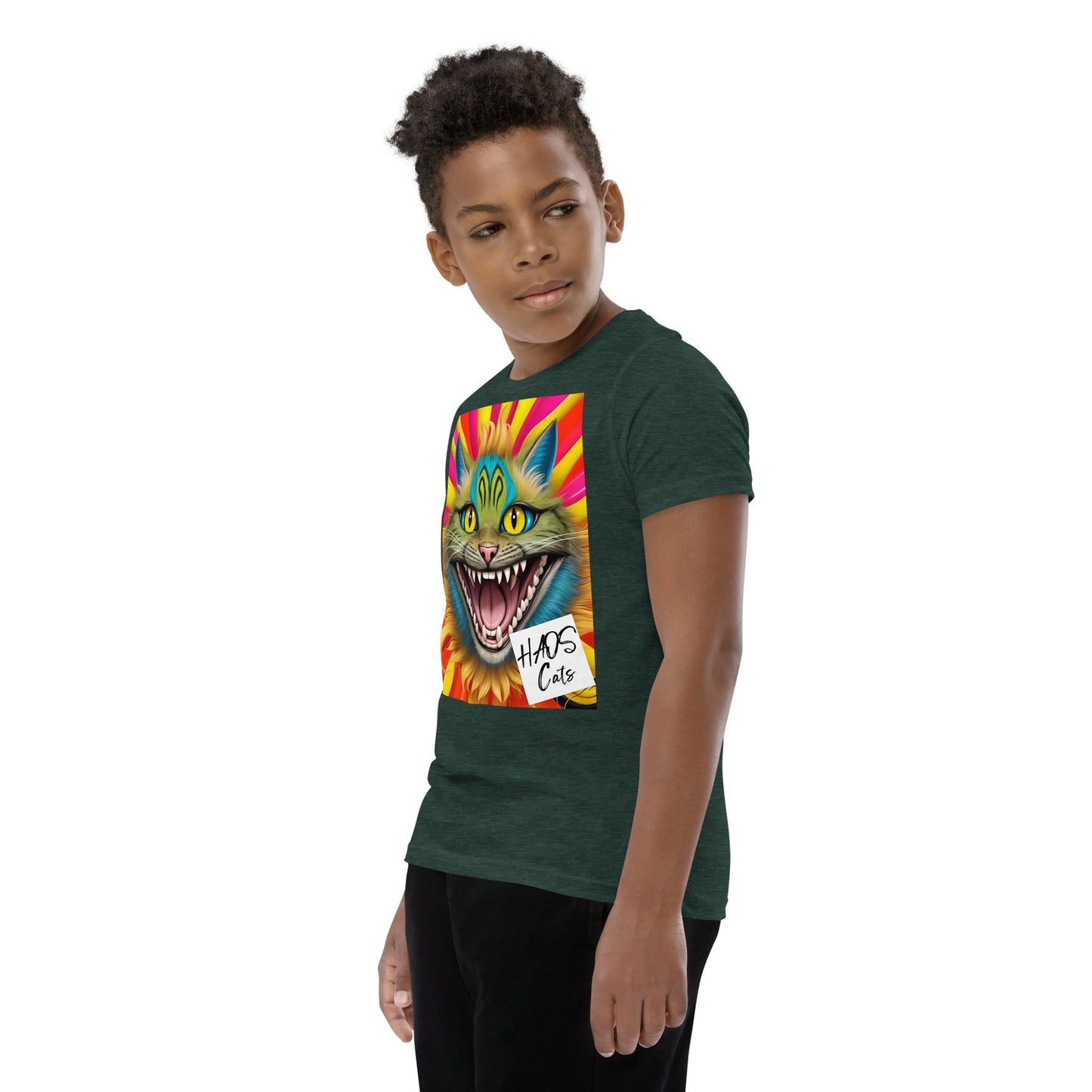 Youth Short Sleeve T-Shirt. Collection - HAOS Cats, Design - ANDRBEL STUDIO