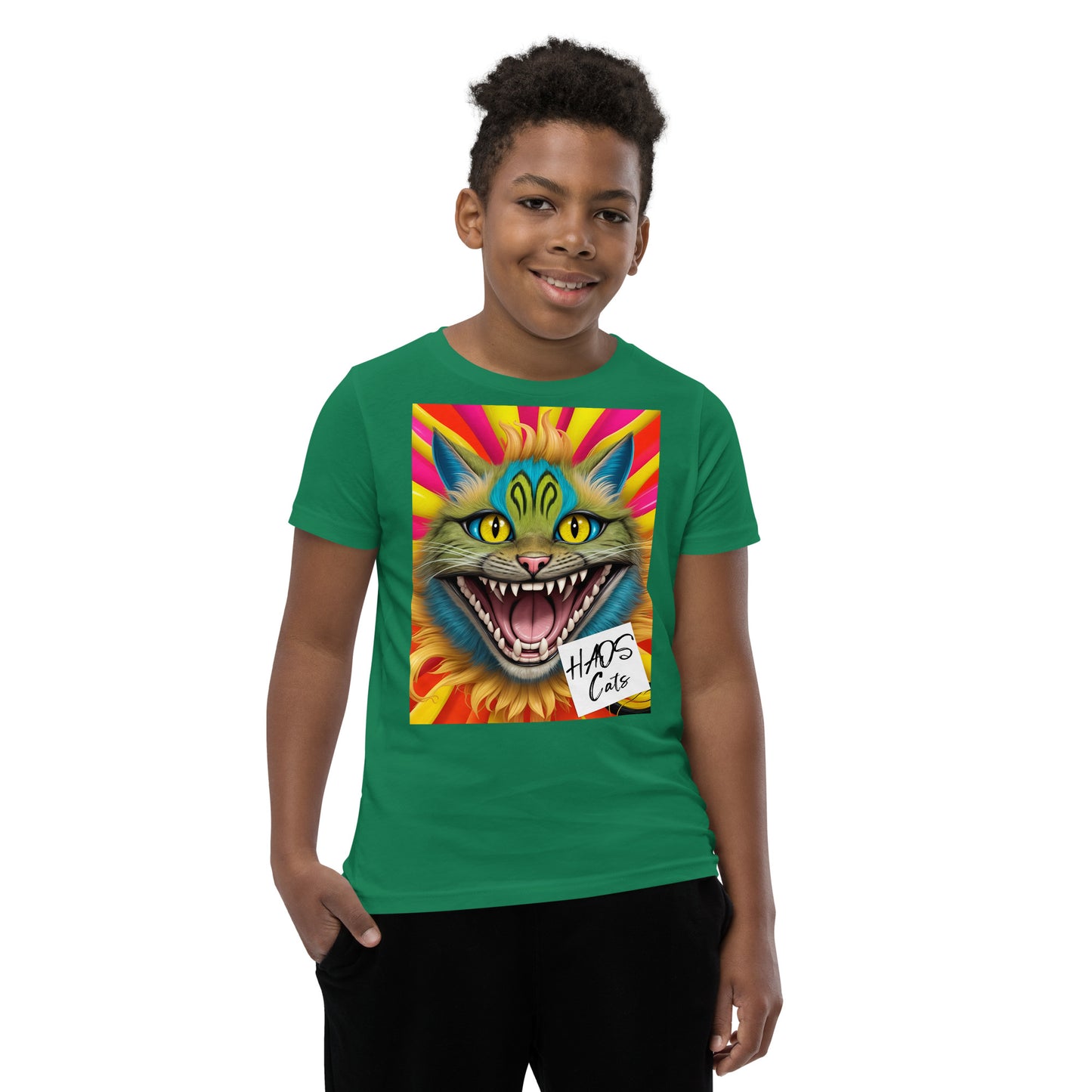 Youth Short Sleeve T-Shirt. Collection - HAOS Cats, Design - ANDRBEL STUDIO