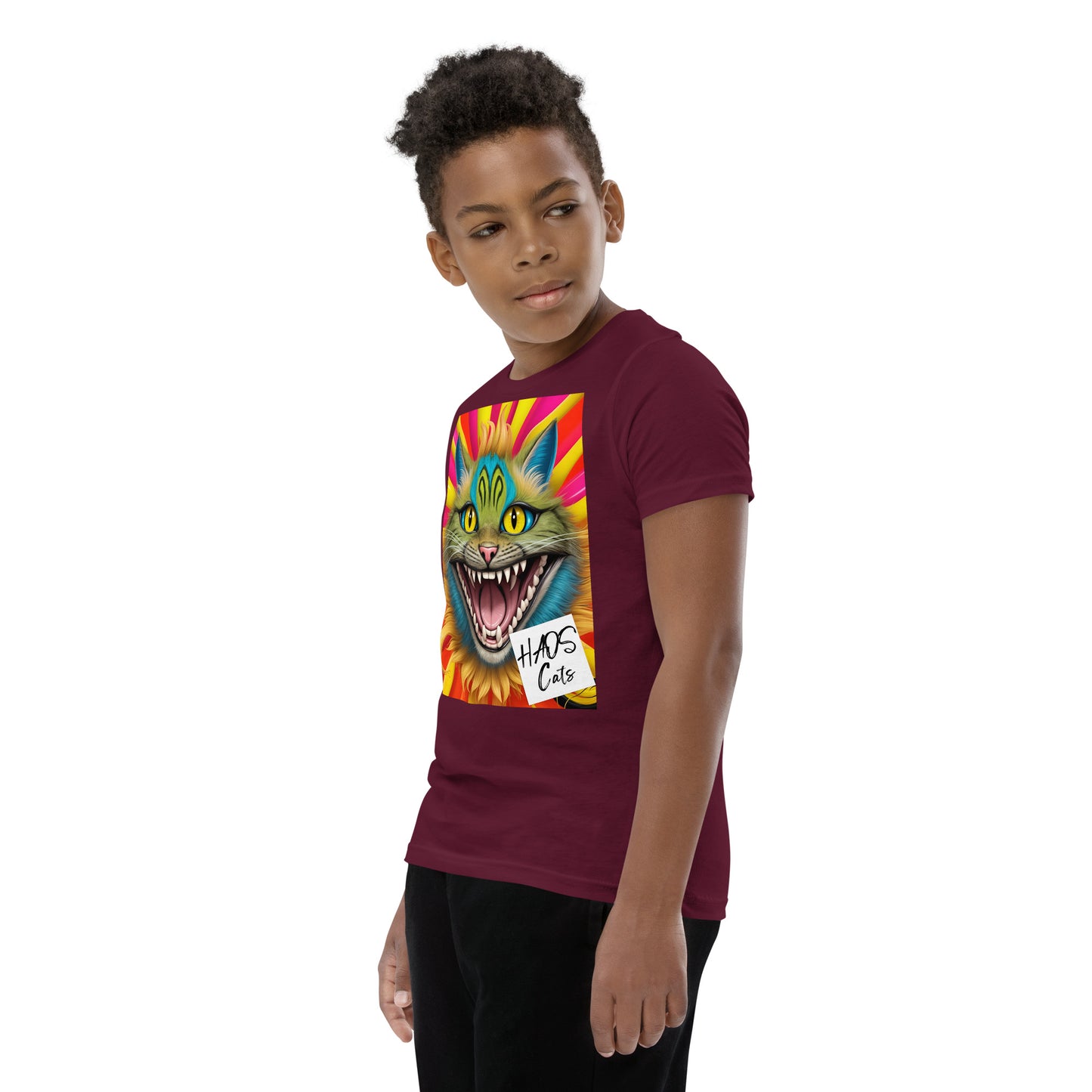 Youth Short Sleeve T-Shirt. Collection - HAOS Cats, Design - ANDRBEL STUDIO