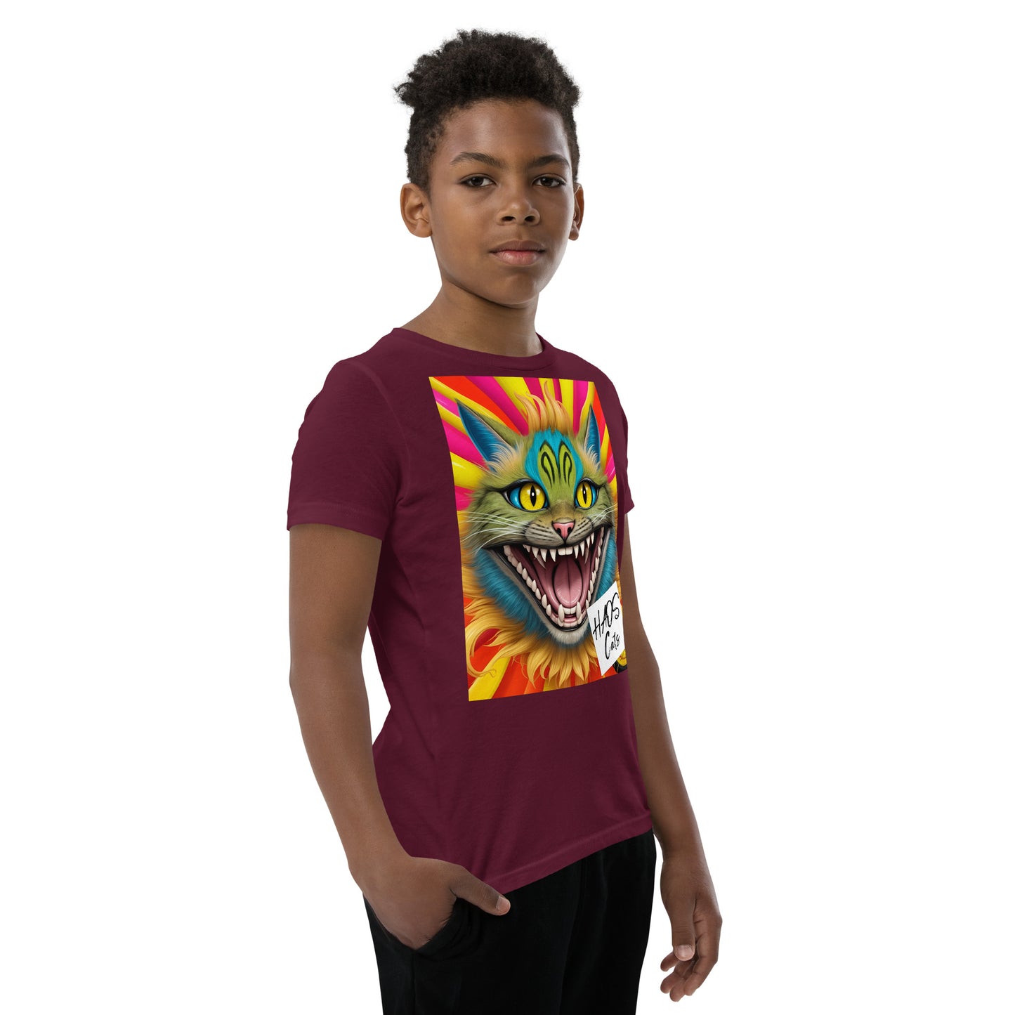 Youth Short Sleeve T-Shirt. Collection - HAOS Cats, Design - ANDRBEL STUDIO