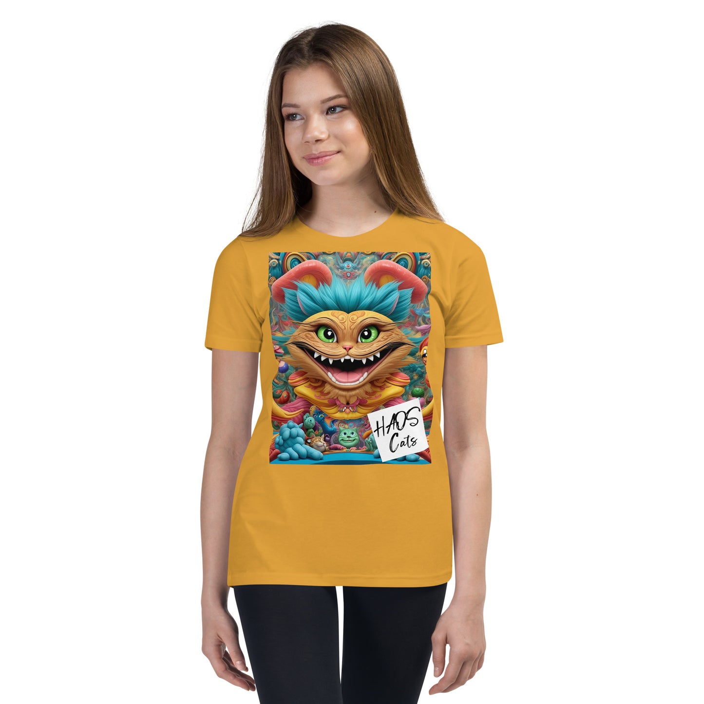 Youth Short Sleeve T-Shirt. Collection - HAOS Cats, Design - ANDRBEL STUDIO