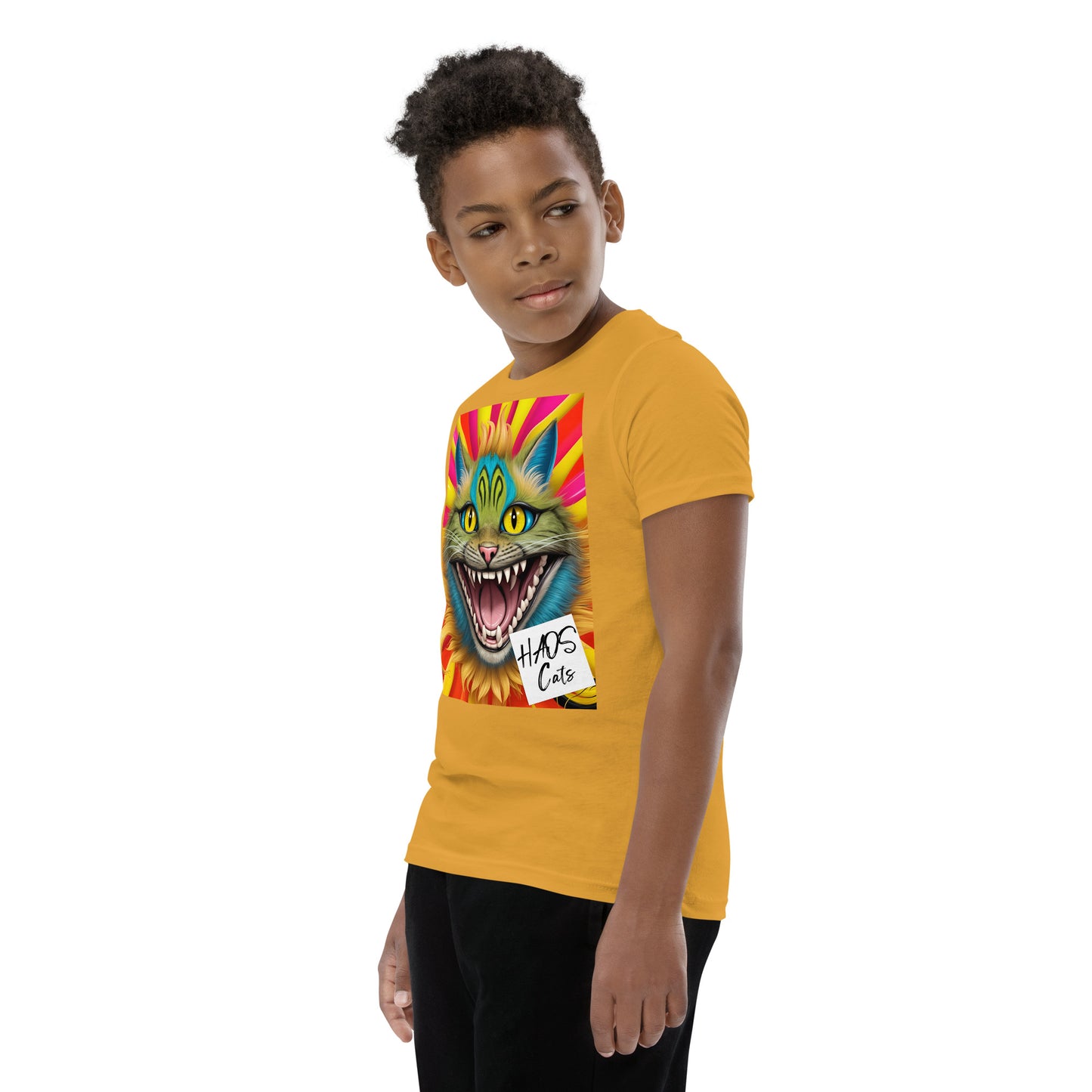 Youth Short Sleeve T-Shirt. Collection - HAOS Cats, Design - ANDRBEL STUDIO