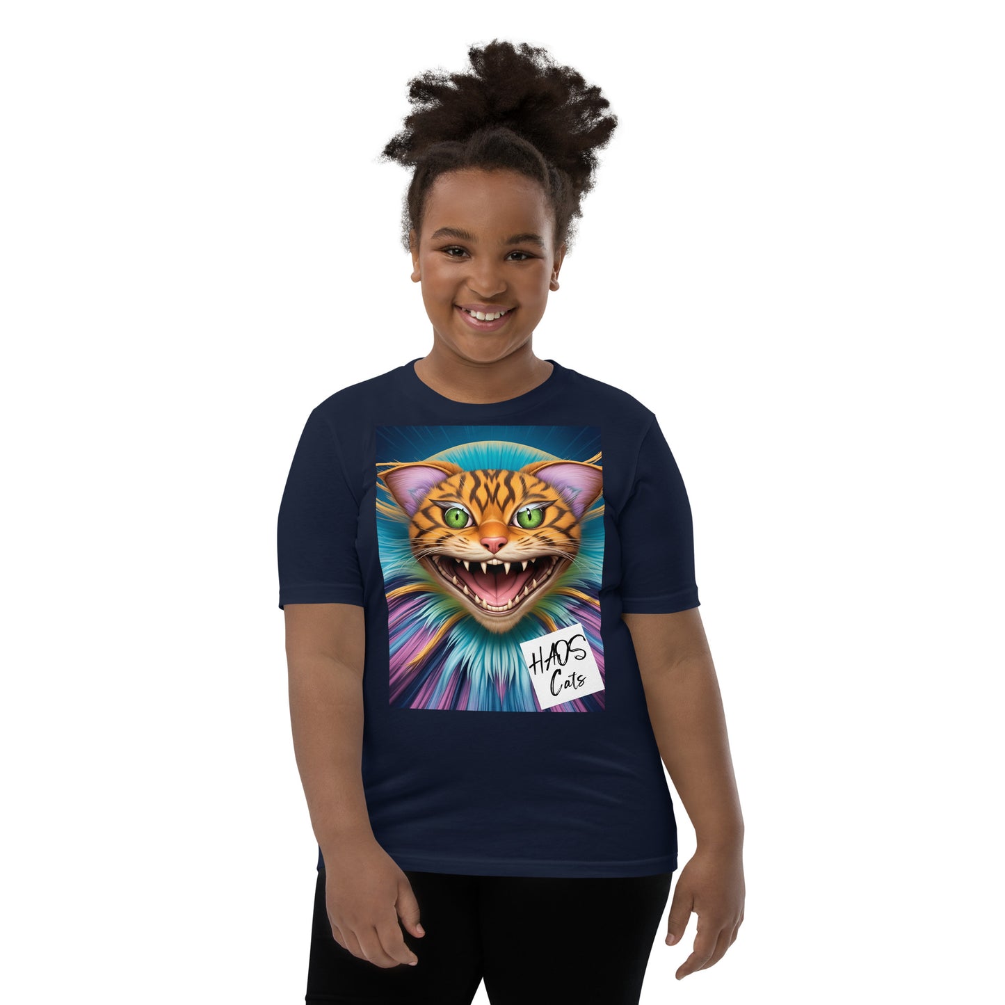 Youth Short Sleeve T-Shirt. Collection - HAOS Cats, Design - ANDRBEL STUDIO