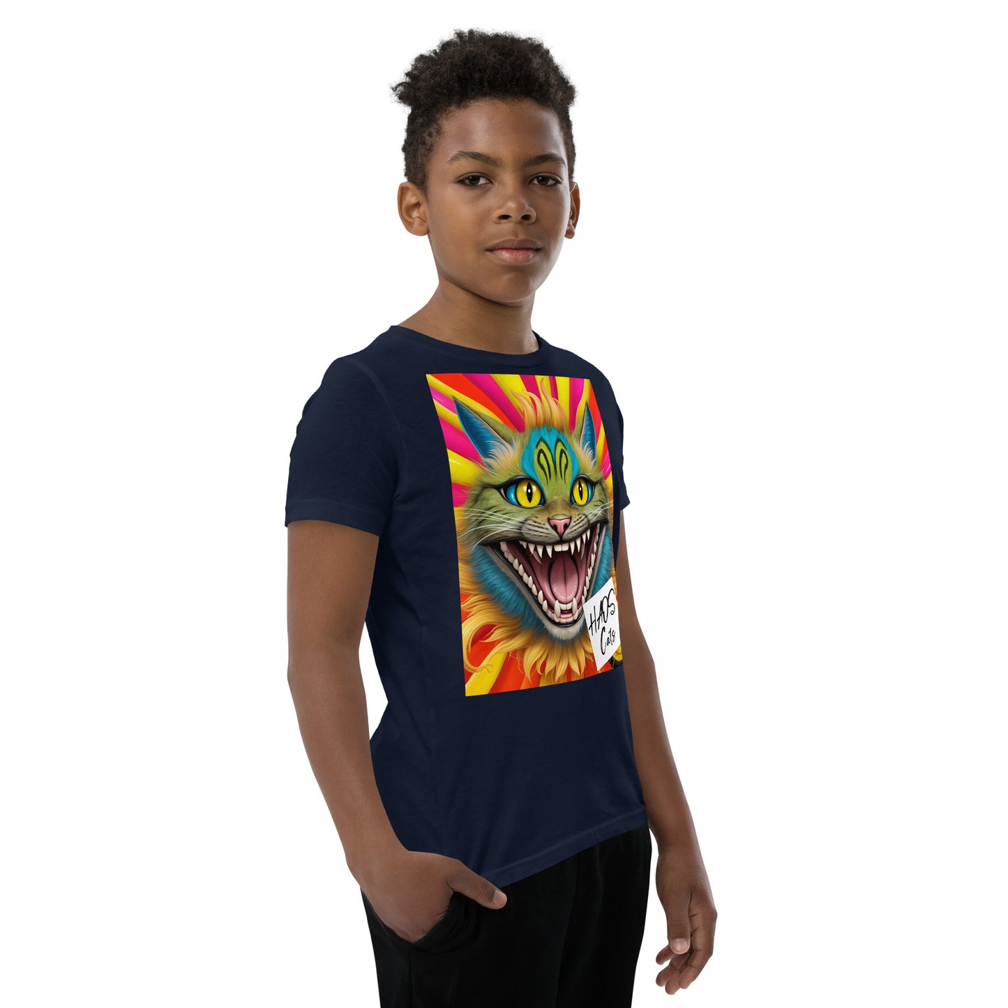 Youth Short Sleeve T-Shirt. Collection - HAOS Cats, Design - ANDRBEL STUDIO