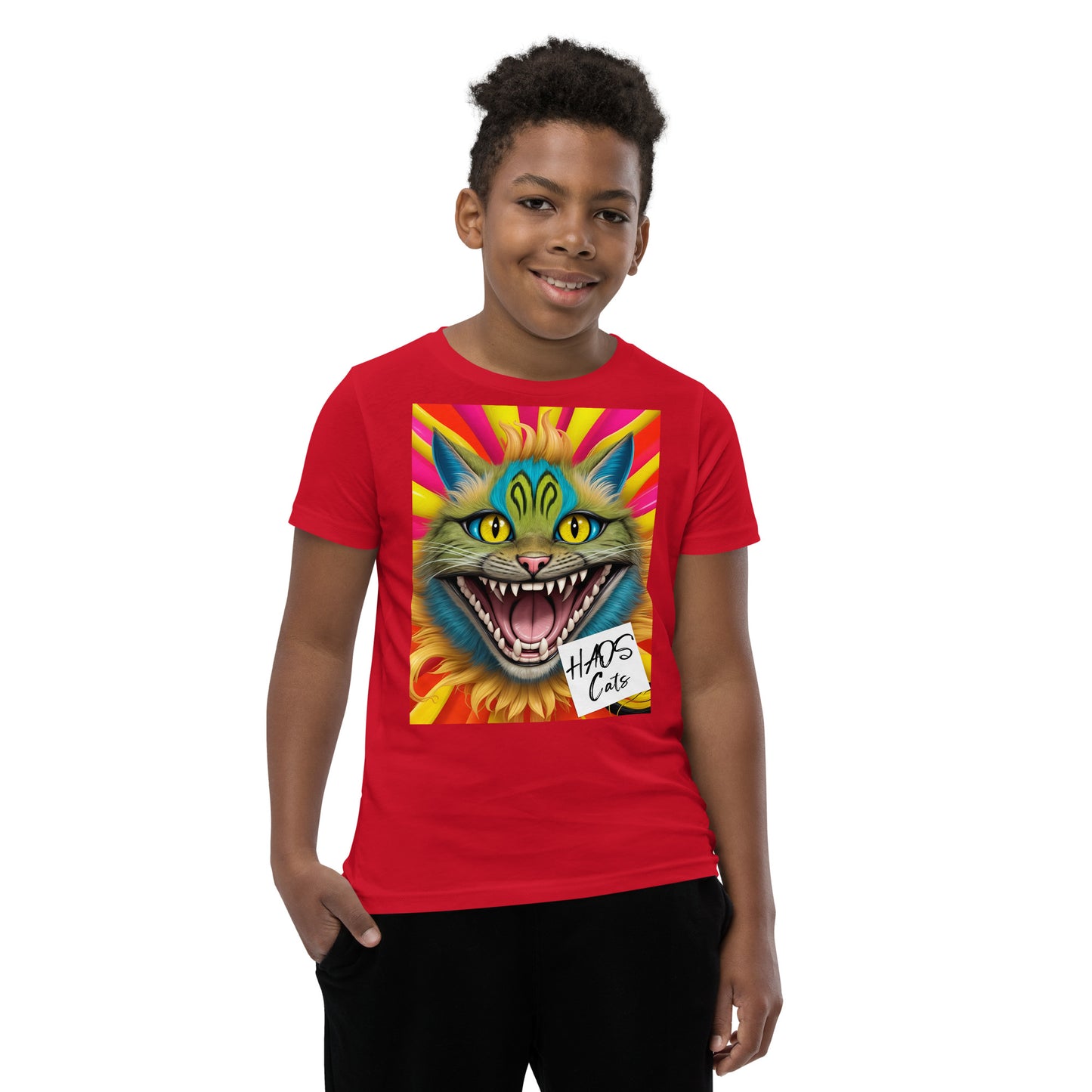 Youth Short Sleeve T-Shirt. Collection - HAOS Cats, Design - ANDRBEL STUDIO