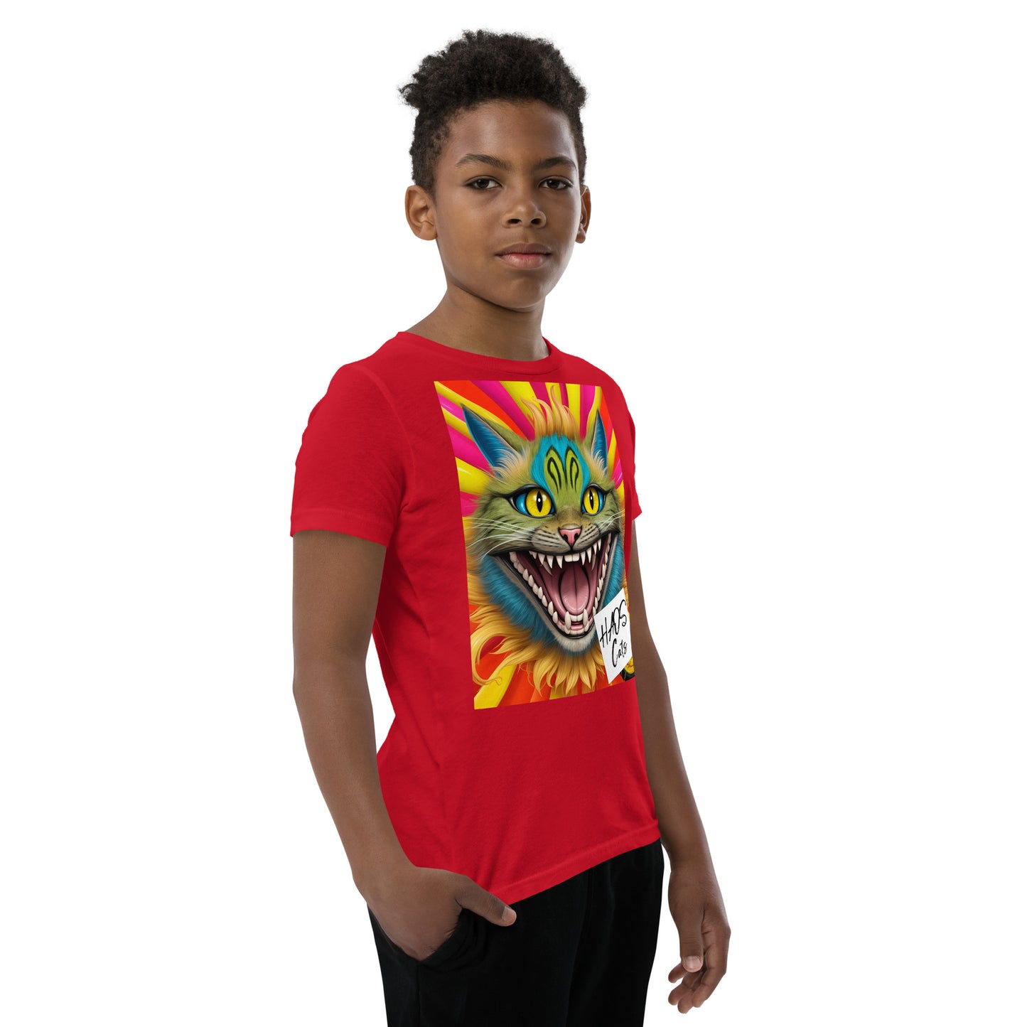 Youth Short Sleeve T-Shirt. Collection - HAOS Cats, Design - ANDRBEL STUDIO