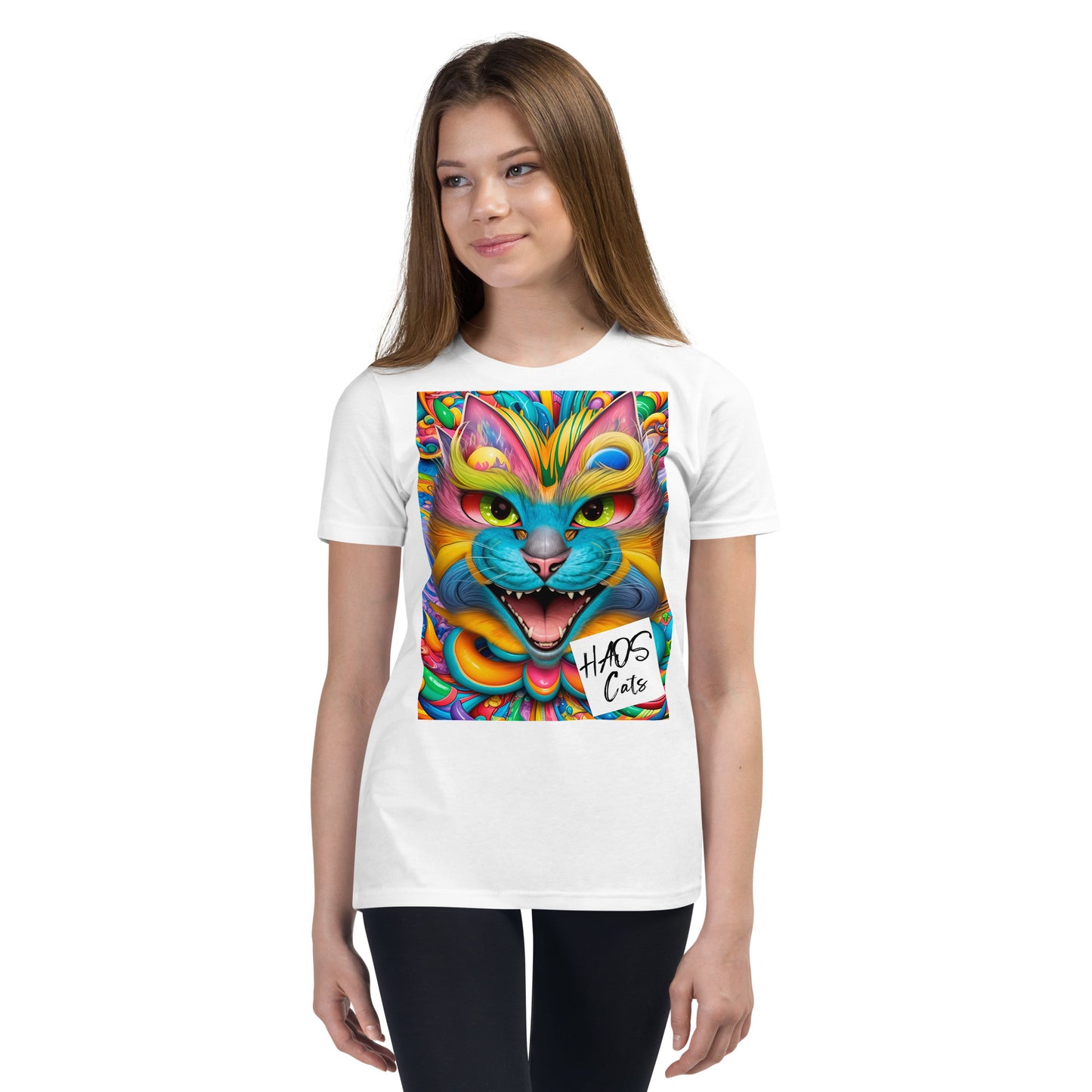 Youth Short Sleeve T-Shirt. Collection - HAOS Cats, Design - ANDRBEL STUDIO