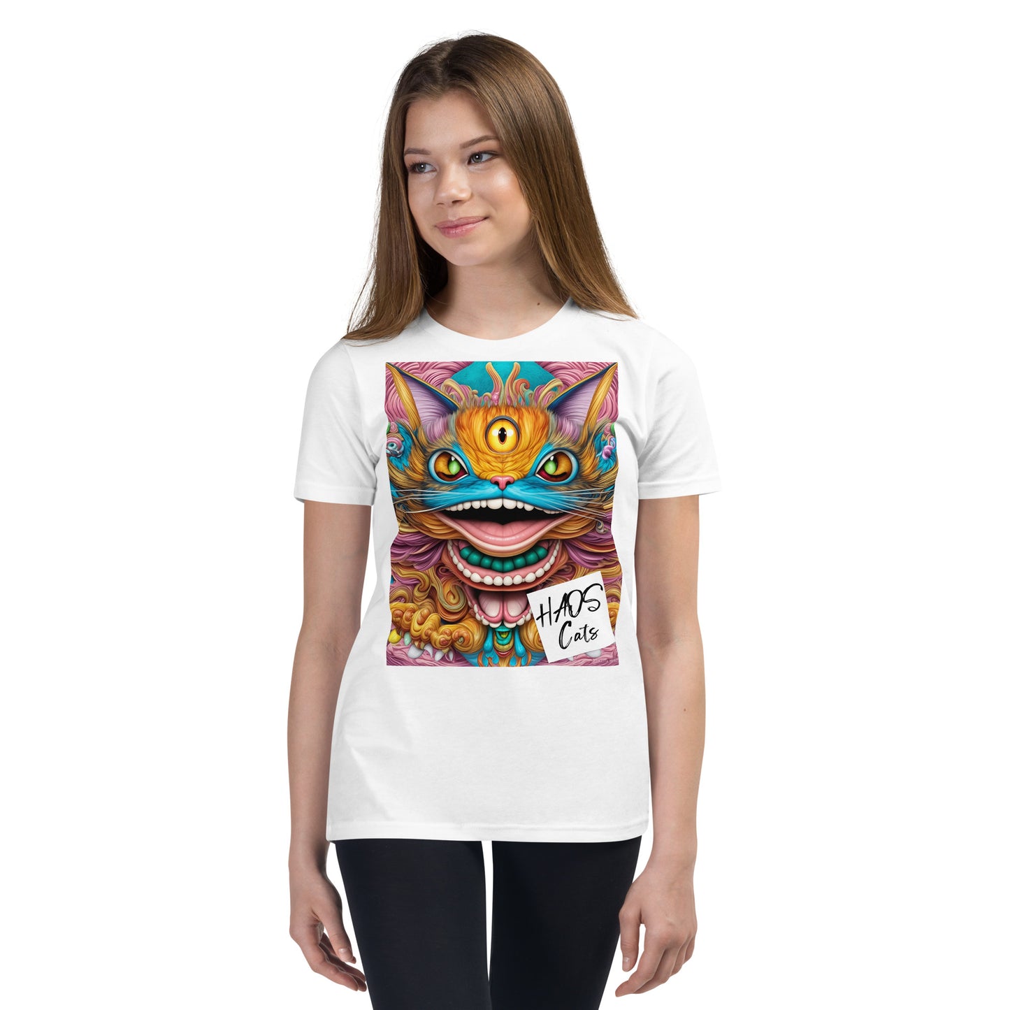 Youth Short Sleeve T-Shirt. Collection - HAOS Cats, Design - ANDRBEL STUDIO
