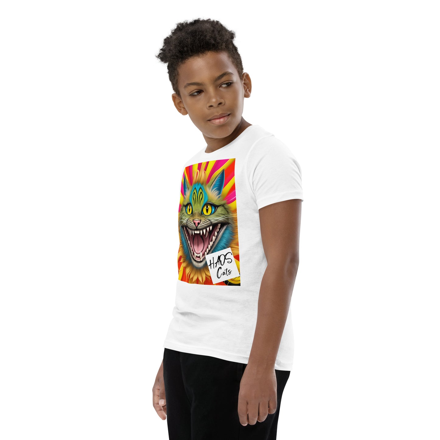 Youth Short Sleeve T-Shirt. Collection - HAOS Cats, Design - ANDRBEL STUDIO