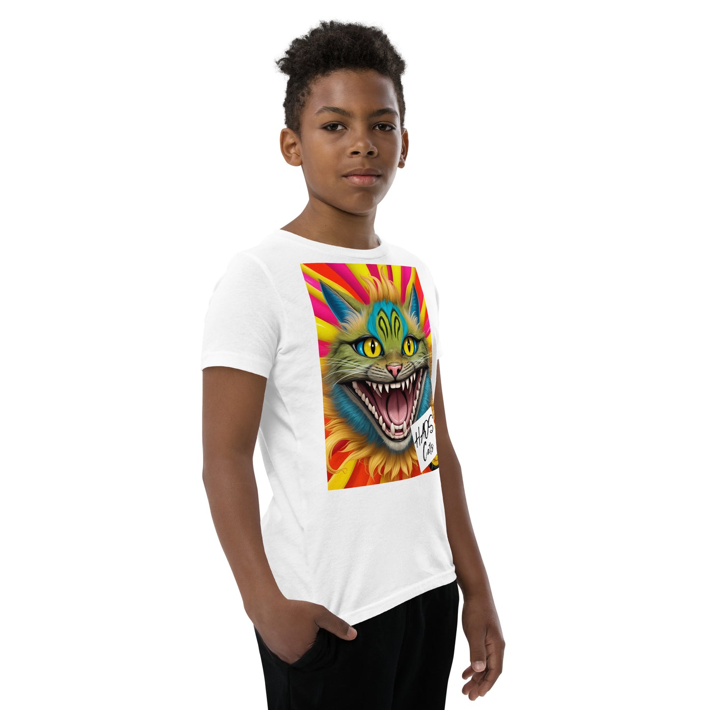 Youth Short Sleeve T-Shirt. Collection - HAOS Cats, Design - ANDRBEL STUDIO